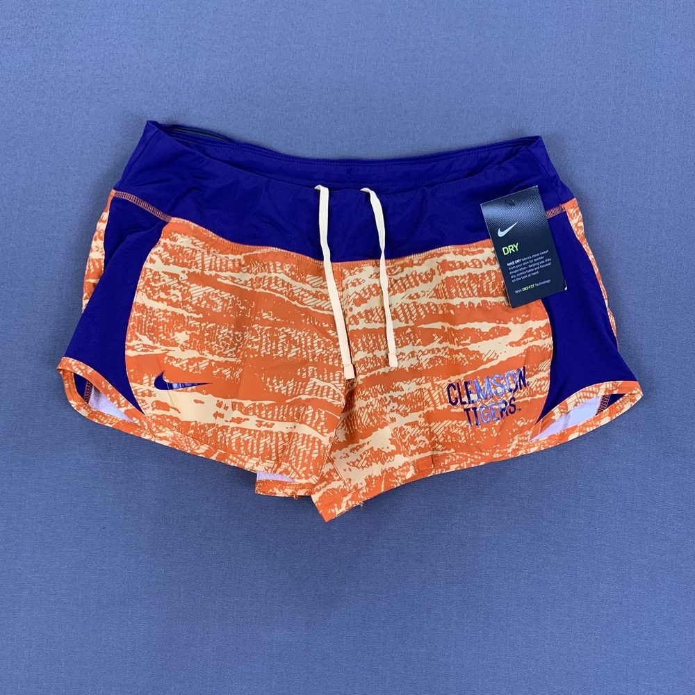 Clemson Tigers Shorts Women MD Orange Purple NCAA Football Nike Track Team Issue